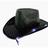 Adult Black Light Up Sequin Cowboy Hat