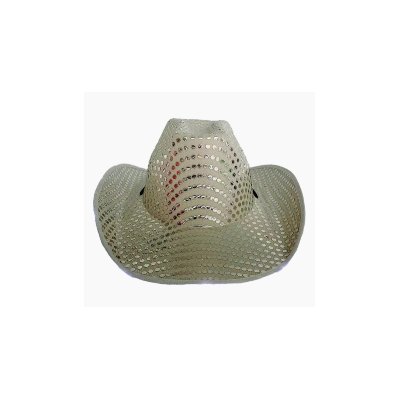 Adult Silver Light Up Sequin Cowboy Hat