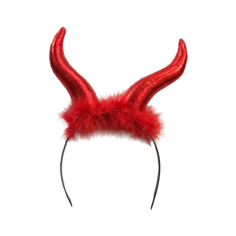 Red Horns Headband With Red Fur