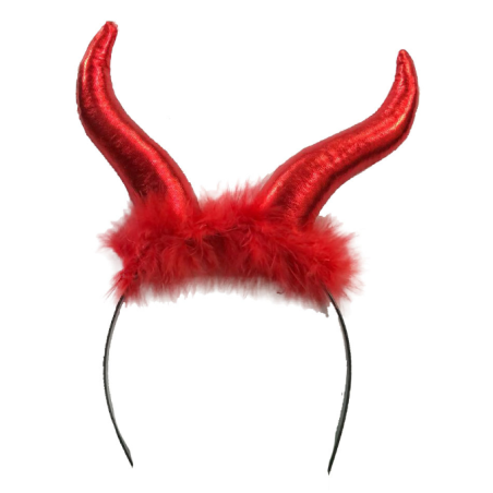 Red Horns Headband With Red Fur