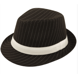 Adult Gangster Black Hat W/white Stripes/band